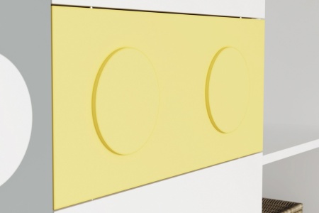 Двухъярусная кровать Кубо белый / грин грей софт / солнечно-желтый