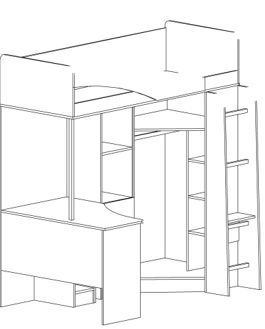 Детская Чердак Ириска МДФ Шимо Светлый+Ваниль Глянец ( 2,03х1,95х1,2/спальное место 0,8х2,0) с Матрасом в Подарок