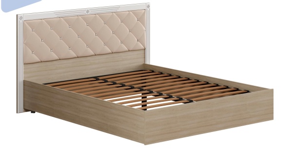 Кровать Амели с Мягкой Спинкой Дуб Сонома Светлый/Белый Глянец (Д-1792 х В-1030 х Г-2042 мм)